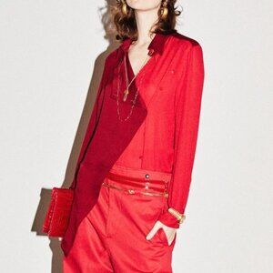 TRE by Natalie Ratabesi Fall 2019 Multi Red Shirt Runway Look Size XXS NWT